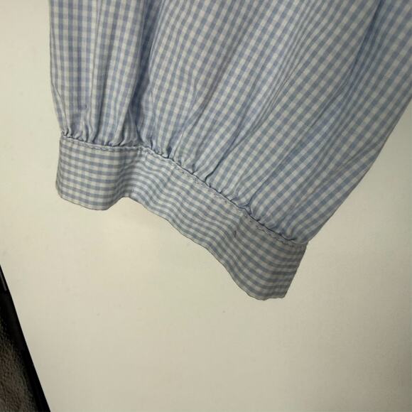 Lane Bryant Top Womens 22 Light Blue Gingham Plaid Wrap Tie Front Nursing 4780 - Picture 7 of 11